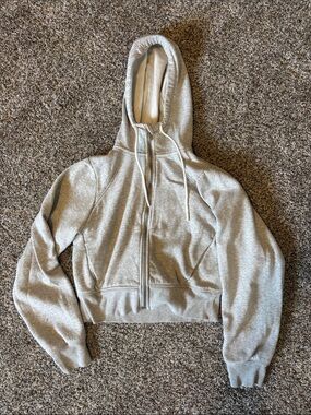 all in motion Light Gray Cropped Zip Hoodie Sweater - Women